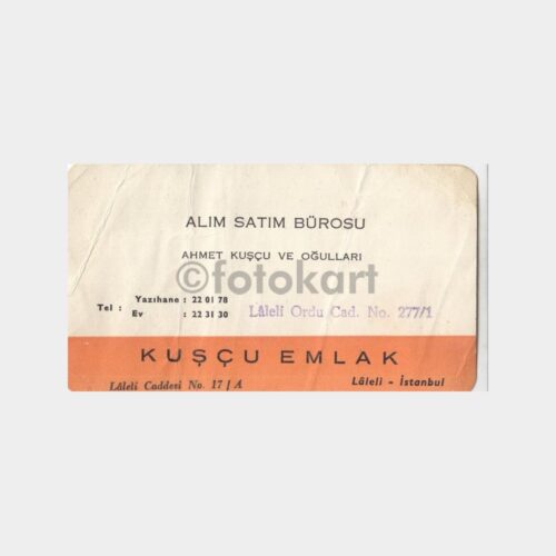 1960 Laleli Kuşçu Emlak İşyeri Kartvizit