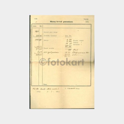 1934 Maaş Tevzi Pusulası (Mart)