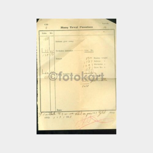 1937 Maaş Tevzi Pusulası (Eylül)