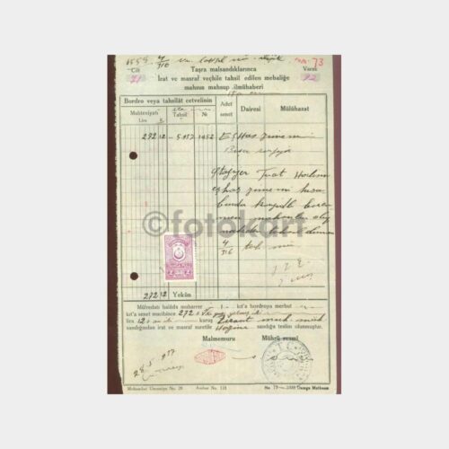 1938 Maliye Taşra Malsandığı Mahsup İlmühaberi