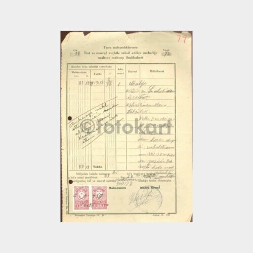 1938 Maliye Taşra Malsandığı Mahsup İlmühaberi
