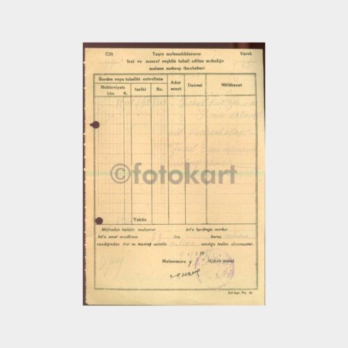 1942 Maliye Taşra Malsandığı Mahsup İlmühaberi
