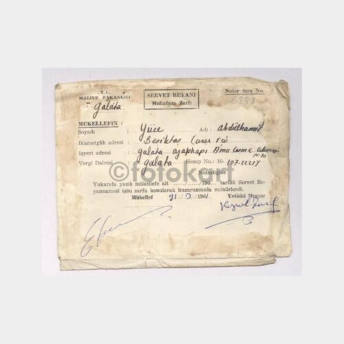 1961 Maliye Zarf (Servet Beyanı Mühürlü)