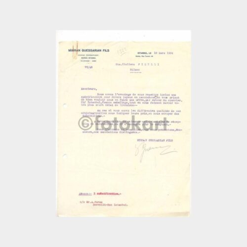 1934 Mihran Kardeşler-Pirelli Yazısı