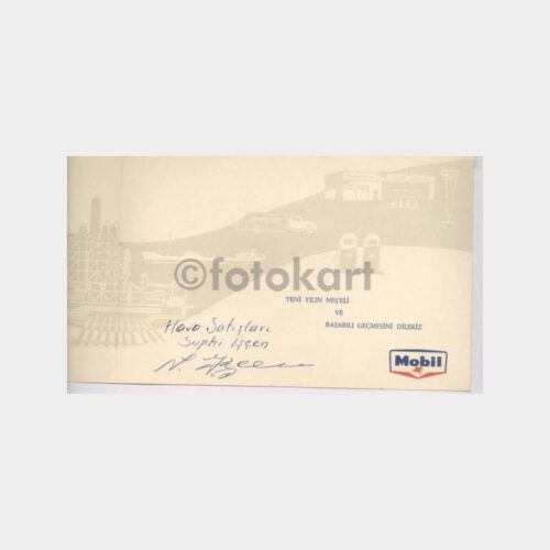 1960 Mobil Akaryakıt Baskılı Tebrik Kartı