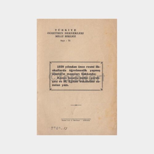 1939 Yılında Öğretmen Maaşları Konulu Metin