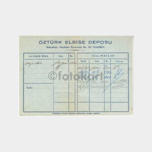 1953 Öztürk Elbise Deposu Taksit Kartı