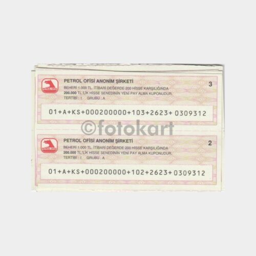 1993 Petrol Ofisi Hisse Senedi Kuponu Lotu
