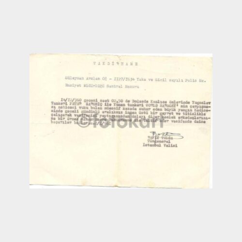 1961 Polis Takdirname Yazısı (2 Adet) - Görsel 2