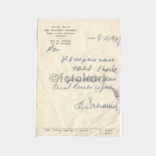 1967 Dr. Fahamet Madenli Reçetesi