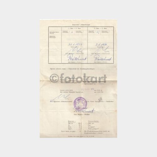 1974 Avusturya Lisesi Sankt Georg Öğrenci Karnesi