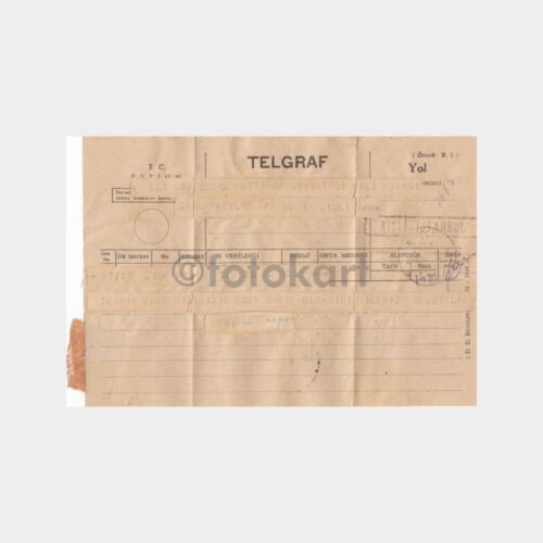 1950 Şişli Damgalı Telgraf Kağıdı