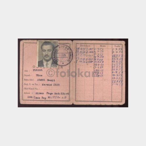 1955 İstanbul Şoför Okulu Öğrenci Ders Takip Kartı - Görsel 2