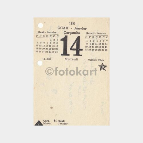 1953 - 14 Ocak Eski Takvim Yaprak Sayfası