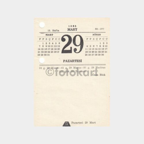 1965 - 29 Mart Takvim Yaprağı