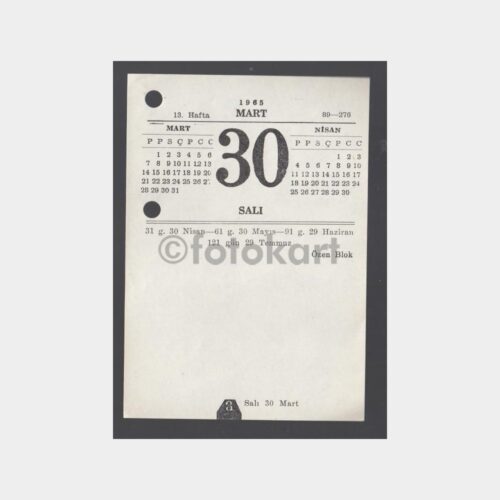 1965 Mart 30 Takvim Yaprak Sayfası