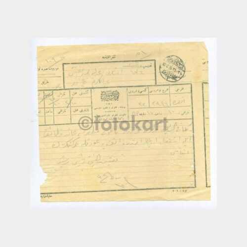 1926 Eski Türkçe El Yazılı-Damgalı Telgraf