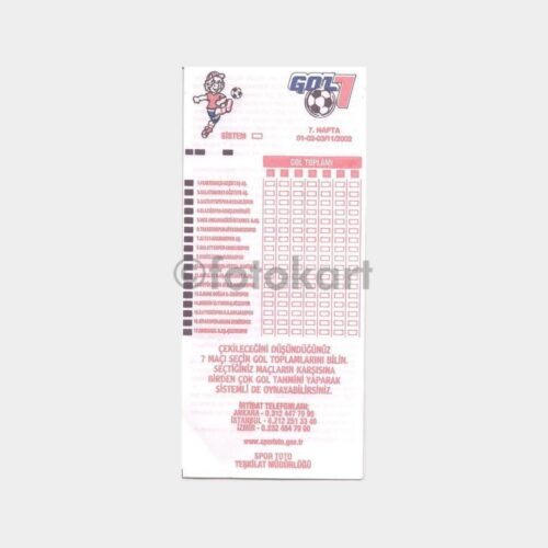 2002 Skor Toto-Gol 7 Eski Şans Oyun Kuponları