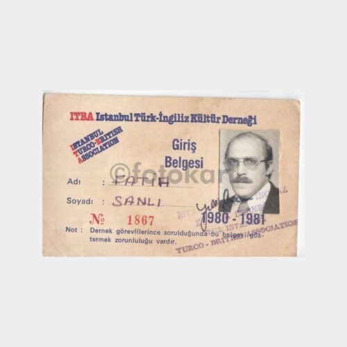 1980 Türk İngiliz Kültür Derneği Giriş Kartı
