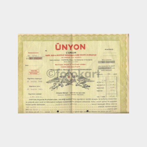 1952 Ünyon Sigorta Poliçesi