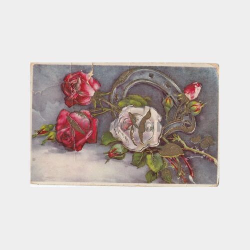 1946 Yaldız Baskı Gül Desenli Tebrik Kartpostal