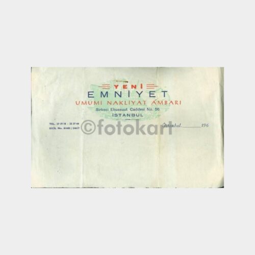 1960 Yeni Emniyet Ambarı Antetli Kağıt