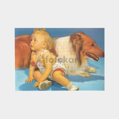 Bebek ve Köpeği Fantezi Tebrik Kartı Kartpostal