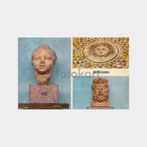 1978 Bergama Antik Eros Medusa Satyr Başı Kartpostal
