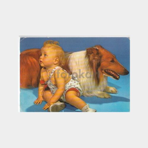 Çocuk ve Köpeği Fantezi Tebrik Kartı Kartpostal