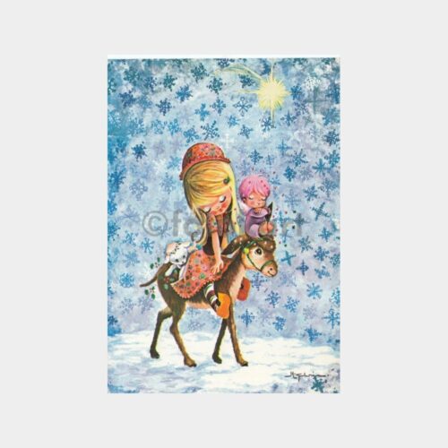 Eşekli Kız ve Çocuk Fantezi Kartpostal