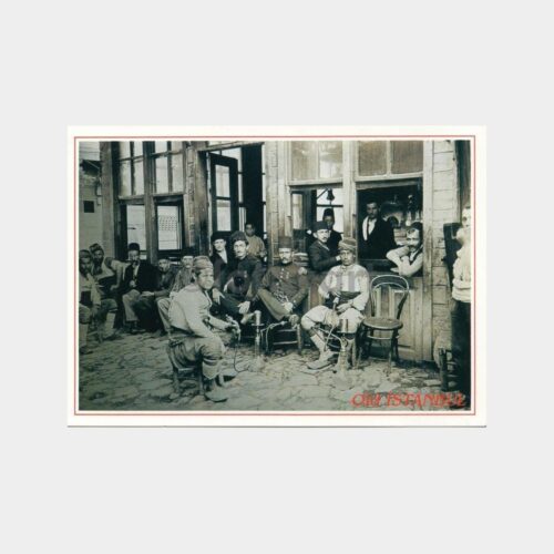 Eski İstanbul Kahvehane Nargilesi Repro Baskı Kartpostal