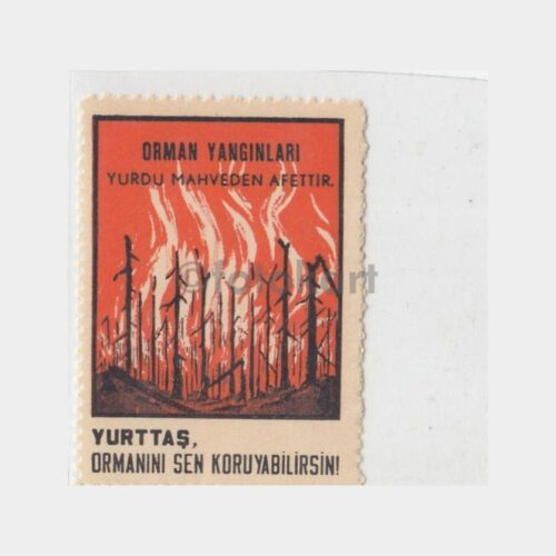 1960 Orman Yangınları Konulu Vinyet Pulu