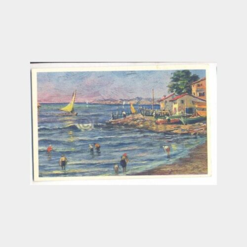 Sahil ve Yelkenli Konulu Tablo Kartpostal
