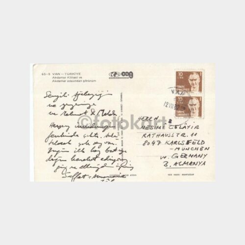 1982 Van Akdamar Adası Görünüş Kartpostal - Görsel 2